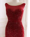 Burgundy Tulle Open Back Beaded Long Mermaid Prom Dress - Prom Dresses
