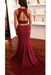 Burgundy Two Piece Open Back Prom with Lace Sweep Train Evening Dress - Prom Dresses