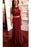Burgundy Two Piece Open Back Prom with Lace Sweep Train Evening Dress - Prom Dresses