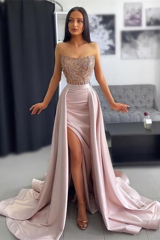 Blush Pink Off-the-Shoulder Prom Dress with Elegant Applique Details