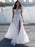 Cap Sleeves Covered Button High Split Wedding Dresses - White / Floor Length - wedding dresses