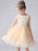 Champagne Color Flower Girl Dresses Jewel Neck Sleeveless Short Princess Lace Flowers Formal Kids Pageant Dresses