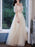 Champagne Evening Dress A-Line Strapless Short Sleeve Lace Up Soft Tulle Lace Floor-Length Formal Party Dresses Pageant Dress