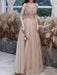 Champagne Evening Dress A-Line V-Neck Sleeveless Lace Up Chains Floor-Length Social Party Dresses