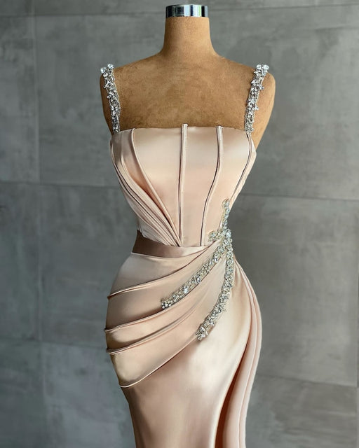 Champagne glitter evening dresses floor-length Prom Dress - Prom Dresses