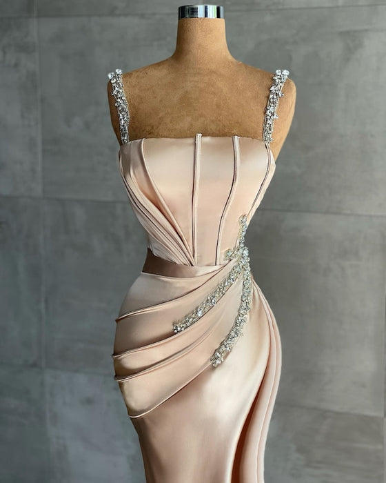 Champagne glitter evening dresses floor-length Prom Dress - Prom Dresses