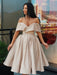 Champagne Off Shoulder Short Prom Dresses Homecoming Dresses, Off Shoulder Champagne Formal Graduation Evening Dresses, Champagne Cocktail Dresses