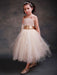 Flower Girl Dresses Champagne Princess Lace Straps Flower Sash Tulle Tea Length Toddler's Tutu Dress