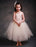 Flower Girl Dresses Champagne Princess Lace Straps Flower Sash Tulle Tea Length Toddler's Tutu Dress