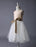 Champagne Flower Girl Dress Sequin Tulle Pageant Dress A Line Knee Length Toddler's Dinner Dress With Bow Sash