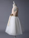 Champagne Flower Girl Dress Sequin Tulle Pageant Dress A Line Knee Length Toddler's Dinner Dress With Bow Sash