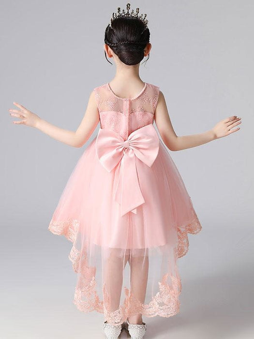Champagne Color Flower Girl Dresses Jewel Neck Sleeveless Beaded Kids Social Party Dresses