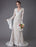 Champagne Wedding Dresses Lace V Neck Long Sleeve Sheath Boho Bridal Dress With Train