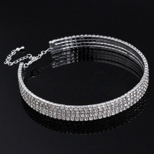 Charming 4 Layers Rhinestone Silver Bridal Necklaces | Bridelily - necklaces