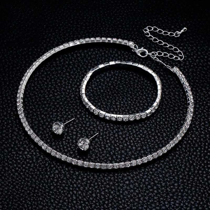 Charming Circle Crystal Necklace Earrings Bracelet Jewelry Sets | Bridelily - jewelry sets