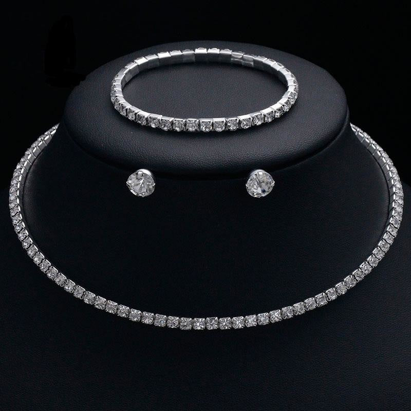 Charming Circle Crystal Necklace Earrings Bracelet Jewelry Sets | Bridelily - jewelry sets