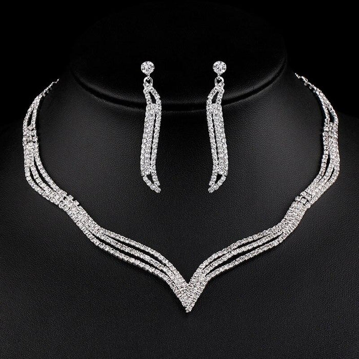 Charming Crystal Necklace Earrings Wedding Jewelry Sets | Bridelily - jewelry sets