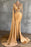 Long sleeves V-neck Mermaid Long Evening Dress with Shawl - Gold - Prom Dresses