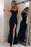 Charming Off-the-shoulder Split Side Evening Party Black Mermaid Prom Dress - Prom Dresses