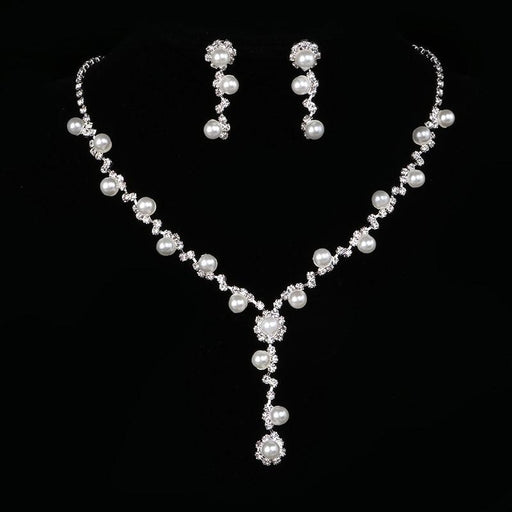 Charming Silver Pearl Crystal Wedding Jewelry Sets | Bridelily - jewelry sets