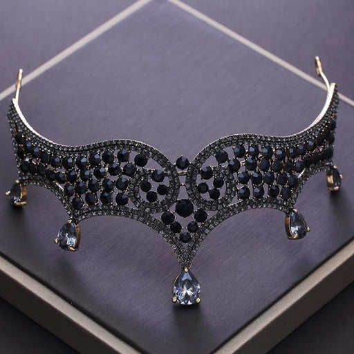 Charming Vintage Black Crystal Beads Tiaras | Bridelily - tiaras