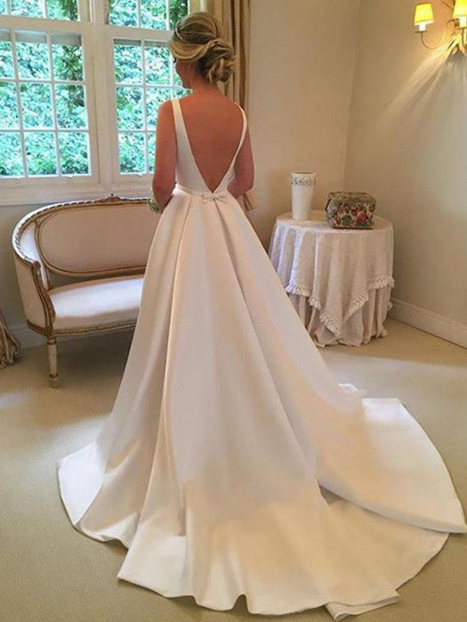 Cheap Bateau Sleeveless A Line Wedding Dress - wedding dresses