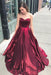Cheap Burgundy Sweetheart Long Prom Simple Puffy Formal Dress - Prom Dresses