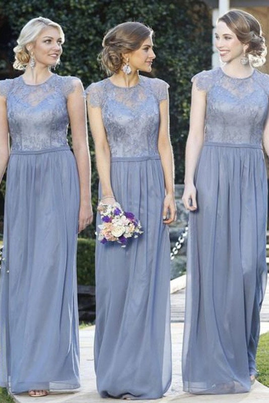 Cheap Cap Sleeve Jewel Floor Length Formal Bridesmaid Dress - Bridesmaid Dresses