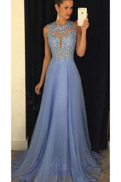 Cheap Lavender A-line Sleeveless Chiffon Prom Dress with Lace Rhinestone - Prom Dresses