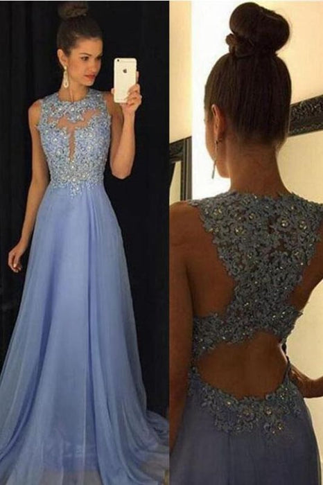 Cheap Lavender A-line Sleeveless Chiffon Prom Dress with Lace Rhinestone - Prom Dresses