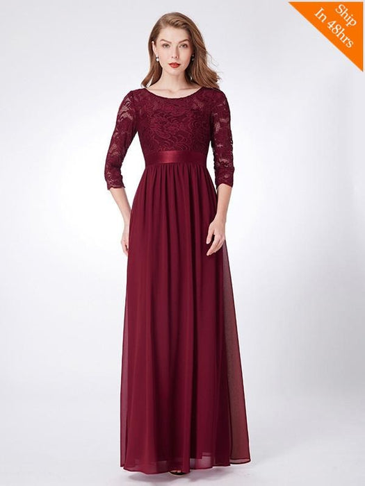 Cheap Long Chiffon Applique Floor Length Bridesmaid Dresses - Burgundy / 4 / United States - bridesmaid dresses