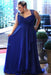 Cheap Royal Blue Plus Size Sleeveless Floor-length Open Back Chiffon Prom Dresses - Prom Dresses