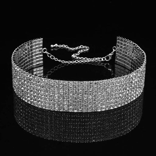 Chic 8 Row Rhinestone Handmade Bridal Necklaces | Bridelily - necklaces