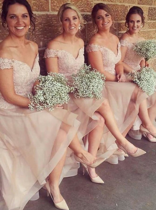 Chic A-Line Blush Tulle Bridesmaid Dress - Bridesmaid Dresses