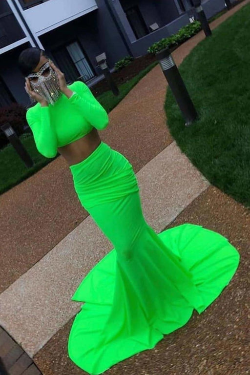 Chic Glorious Two Piece Prom Long Sleeves Floor Length Evening Dress - Prom Dresses