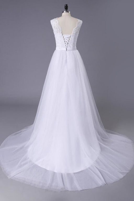 Chic Illusion Lace Tulle A-line Wedding Dress - Wedding Dresses