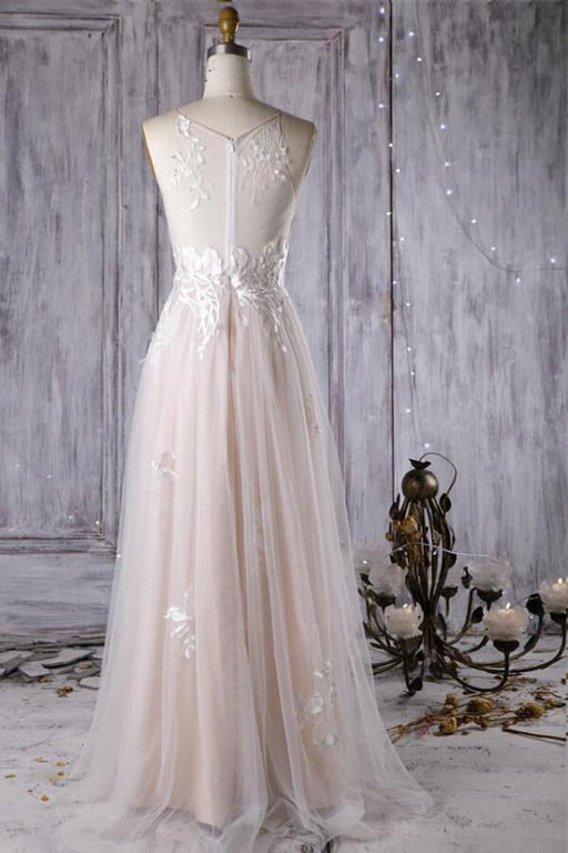 Chic Ruffle Floor Length Tulle A-line Wedding Dress - Wedding Dresses