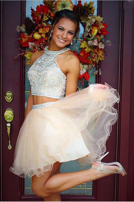 Chic Chic Two Piece Tulle Beading Prom Homecoming Dresses - Prom Dresses