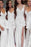 Chic V-Neck Side Slit Mermaid White Straps Bridesmaid Dress N1336 - Bridesmaid Dresses