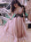 Chiffon V-Neck Long A-line Sleeves Floor-Length With Applique Dresses - Prom Dresses