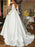 Long Sleeve V-neck Boho Bridal Gowns Satin Backless Lace Wedding Dress