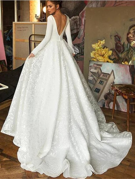 Simple Long Sleeve Wedding Dresses Cheap