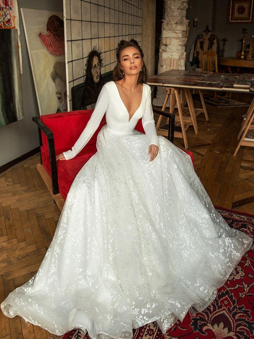 Plus Size Full Lace V Neck Formal Gown With Removable Long Sleeves, V  Neckline, And Floor Length A Line Prom Gown Affordable Bridal G Greet From  Verycute, $56.15 | DHgate.Com