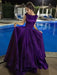 Custom Made Purple Scoop Neck Backless Satin Long Ball Gown Prom Dresses, Pueple Backless Evening Dresses