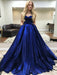 Custom Made Sweetheart Neck Satin Pleats Royal Blue Prom Dresses with Pockets, Royal Blue Formal Dresses, Evening Dresses