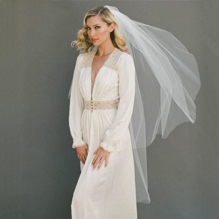 Cut Edge 120cm With Comb Two Layers Wedding Veils | Bridelily - wedding veils