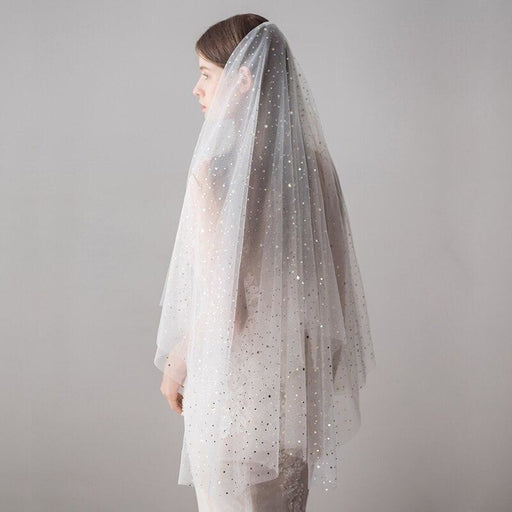 Cut Edge Ivory Stars Two Layer Wedding Veils | Bridelily - wedding veils