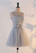 Cute A Line Appliqued Homecoming with Bowknot Cheap Tulle Short Prom Dress - Prom Dresses