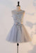 Cute A Line Appliqued Homecoming with Bowknot Cheap Tulle Short Prom Dress - Prom Dresses