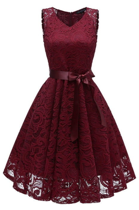 Cute Autumn Long Sleeve V-Neck Women Lace Dresses - sleeveless 4 / S - lace dresses